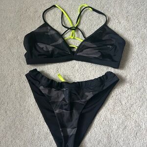 Athleta Black and Yellow Bikini Swim Set